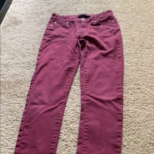 Burgundy skinny jeans